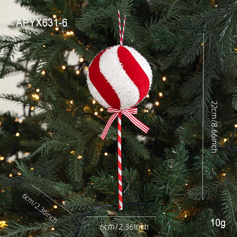 

Red & White Plush Candy Christmas Balls Ornaments for Tree Decoration