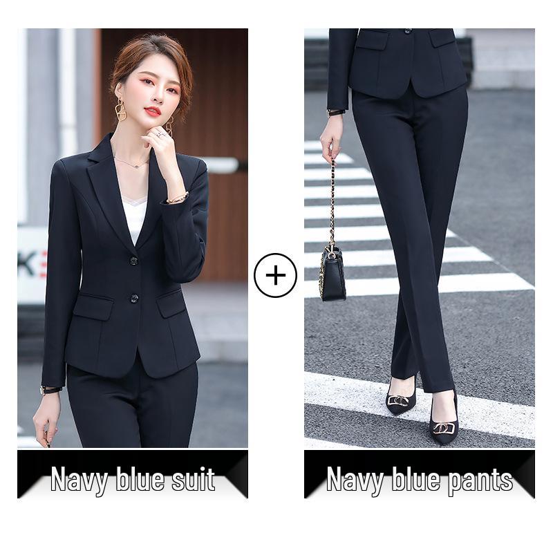 Women's Formal Business Interview Suit - Black Slim Fit Blazer and Pants Set