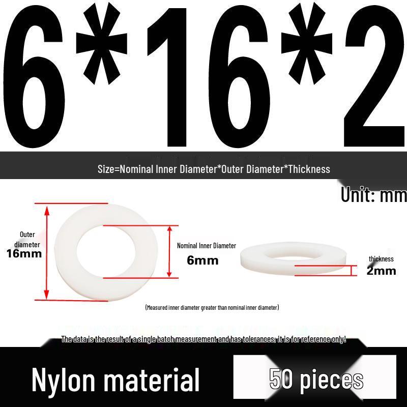 White Wear-Resistant Nylon Flat Washer Round Plastic Insulating Gasket M4-M20