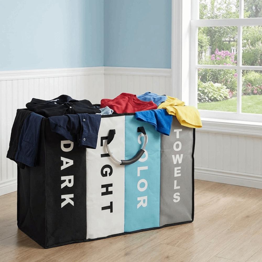 Large Capacity Divided Laundry Basket Folding Miscellaneous Storage Bag Closet Organizer Dormitory