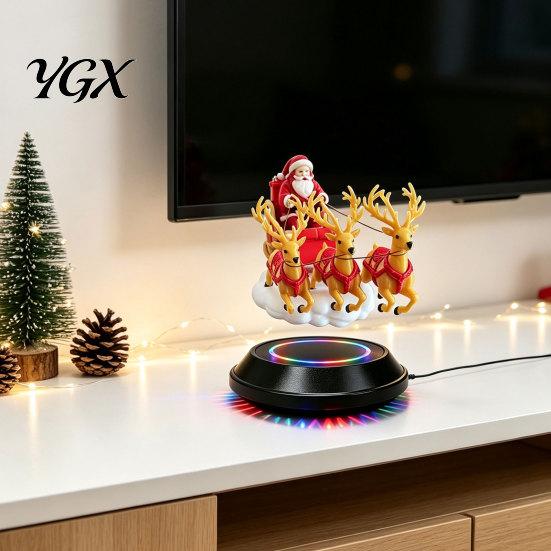 Creative Seasonal Room Decor Floating Santa Sleigh, Magnetic Levitation Santa's Flying Sleigh Ornament, Christmas for Bookshelves Display Home,