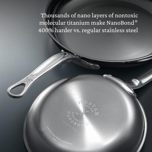 Meyer HTN-P22 22cm Stainless Steel Frying Pan with Titanium Coating, Induction Compatible, Made In Italy, "Hestan Nanobond