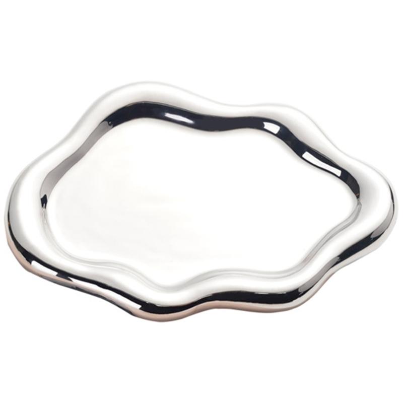 

Cloud Shaped Ceramic Accessories Display Tray Elegant Decorative Holder for Jewelry Home Styling Long Time Use серебряный