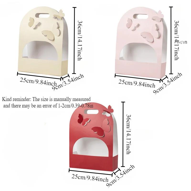 5pcs Paper Butterfly Handheld Flower Box Wedding Birthday Flower Basket Festival Party Arrangement Bag Flower Packaging Gift Box