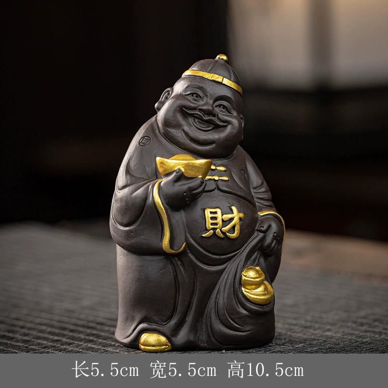 New Chinese Zodiac Pig Fortune Tea Pet, Yixing Zisha Clay Teapot Pallet Ornament, Tea Ceremony Desktop Decoration Gift for Men