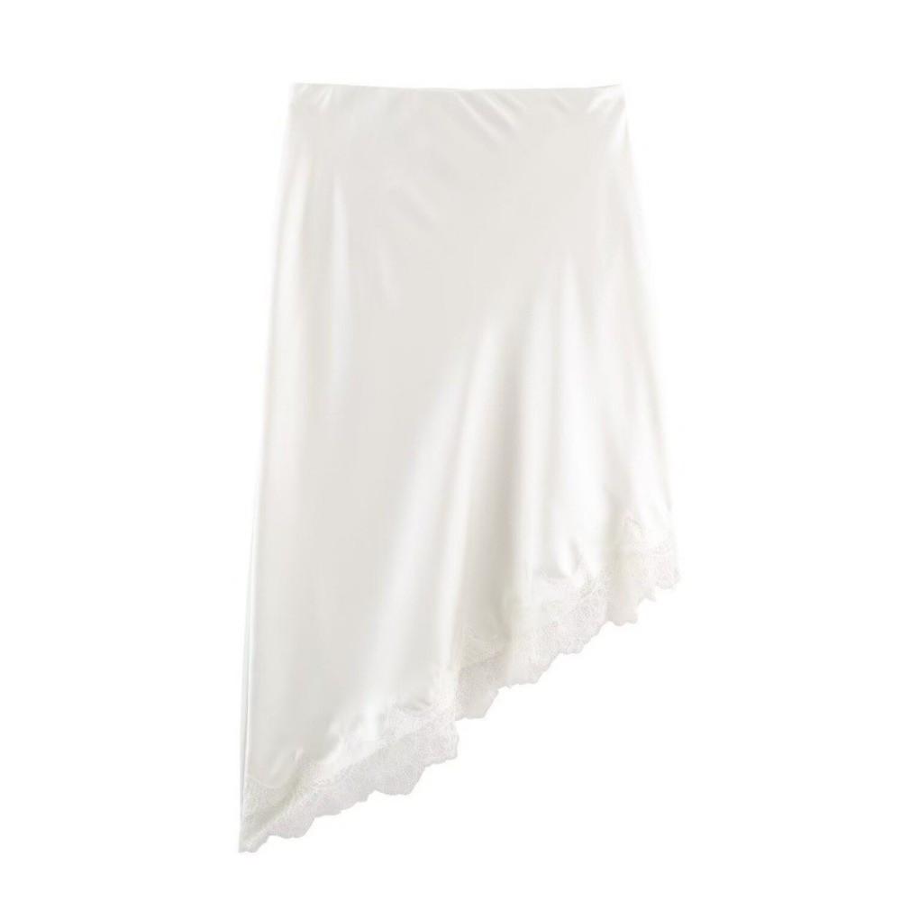 Lace Satin Half Slip Dress Elastic Satin Midi Skirt Fashion Lace Underskirt  for Girls