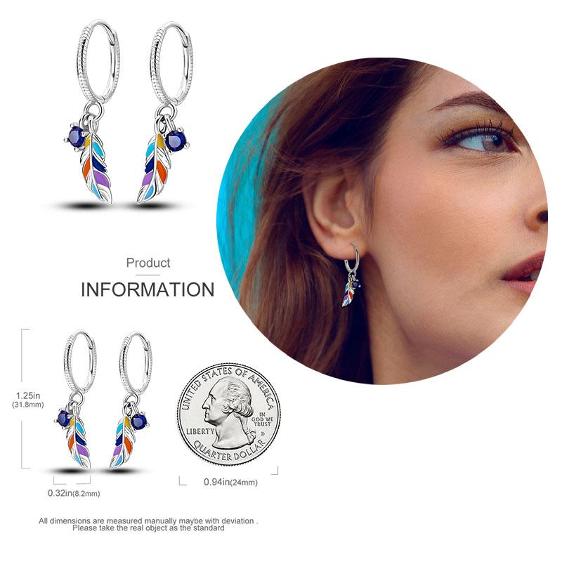 925 Silver Hoop Earrings  For Woman Pendientes Zircon Heart Shape Star Eardrop Original Earring Fashion Jewelry