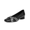 A New Style of Women's Soft-leather Single Shoes with A Square Toe and Thick Heel, Which Are Versatile and Fashionable