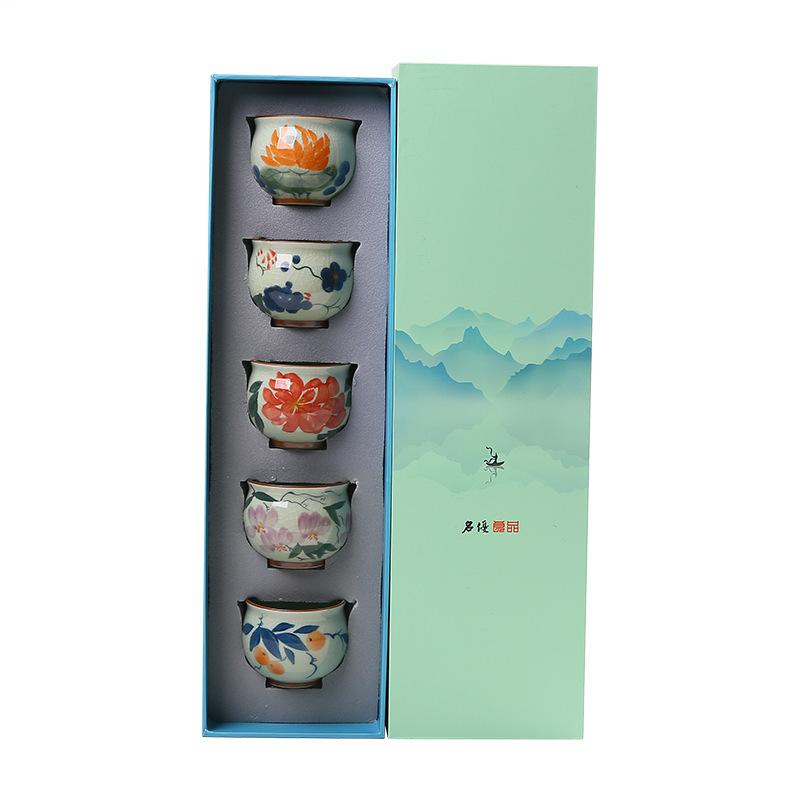 Underglaze Color Ge Kiln Hand-Painted Teacup Master Cup Open Piece Can Raise Teacup Tea Cup Personal Cup Teacup Gift Box