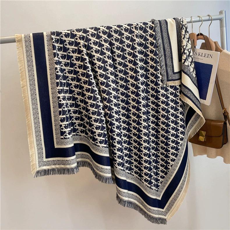 Women's High-Quality Wool Cashmere Scarf: Thick, Warm, Tassel Shawl for Autumn and Winter