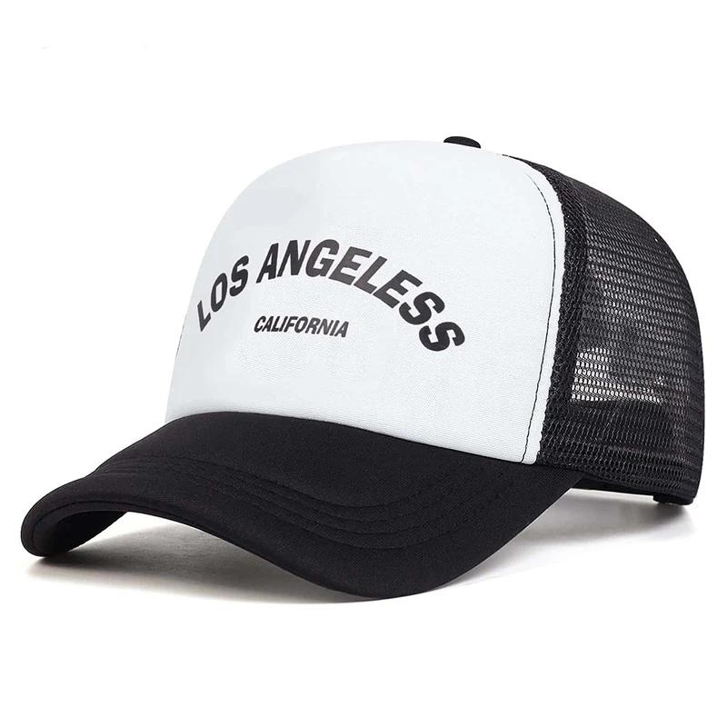 Unisex LOS ANGELES Print Baseball Net Caps Spring Summer Outdoor Sunscreen Hat Adjustable Casual Trucker Hats