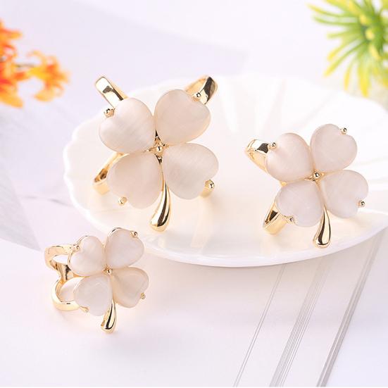 Anello Fermascarpe Quadrifoglio Anello Portascarpe Elegante con Pietra Occhio di Gatto Artificiale per Sciarpe, Foulard, Camicie da Donna