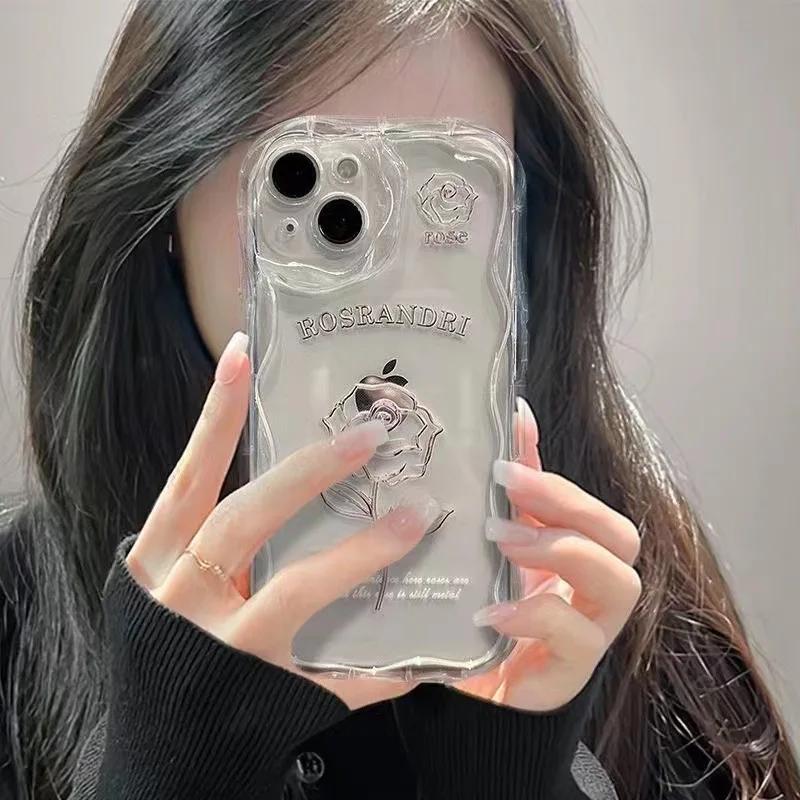 Rose Transparent Creative Mobile Phone Case Mobile Phone Protective Cover for iPhone 15PLUS 14 13 12 11 X XS XR