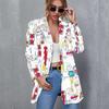 Vintage Letter Nepravidelný potisk Blazer Dámská bunda High Street Fashion Plus Size Elegantní Lady Coat Americký stylový