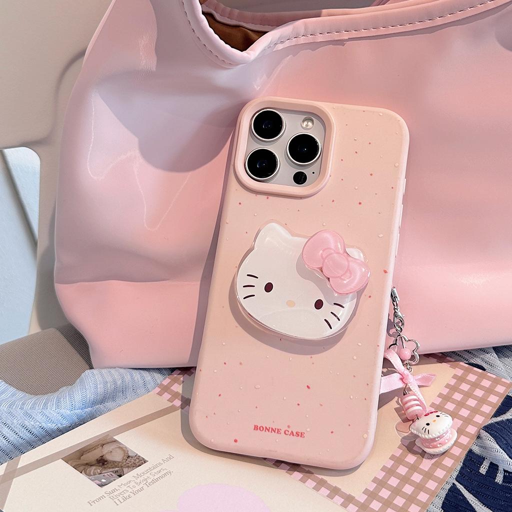 Bow cat rotating bracket for iphone17promax mobile phone case 16 cartoon 13 apple 14 pendant