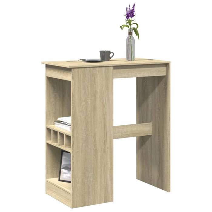 VidaXL Bar Table with Shelves Sonoma Oak Engineered Wood, Pub Table, High Table, Bar Stool Table, Table 854339