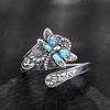 Anello da donna vintage personalità bohémien turchese libellula girasole avvolgente