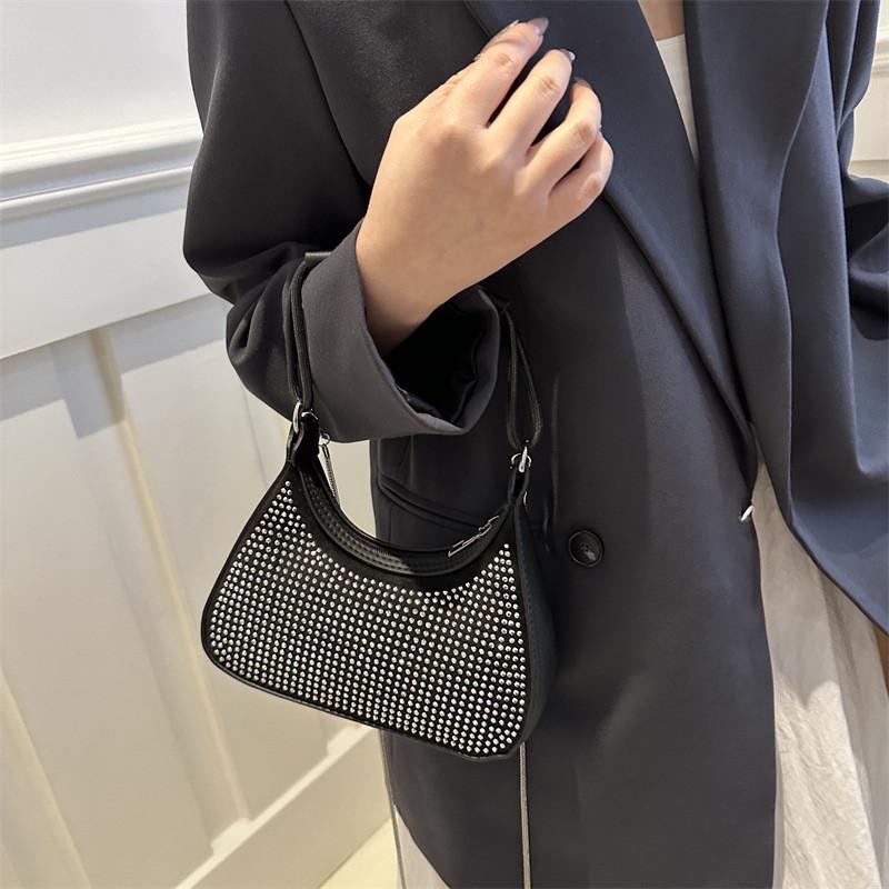 Stylish Fashionable Rhinestone Single Shoulder Bag Elegant Trendy Crossbody Purse For Women