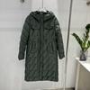 Womens Mid-Length Down Coat With Hood Slim Fit Knee-Length Lightweight Warm Outerwear In Black Beige Coffee Forest Green