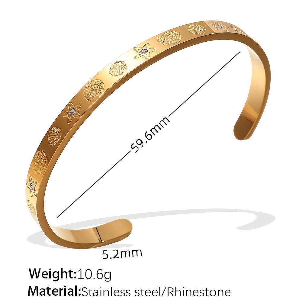 Exaggerated Personality Versatile Titanium Steel Inlaid Zircon Marine Series Stainless Steel Advanced Sense Opening Bracelet