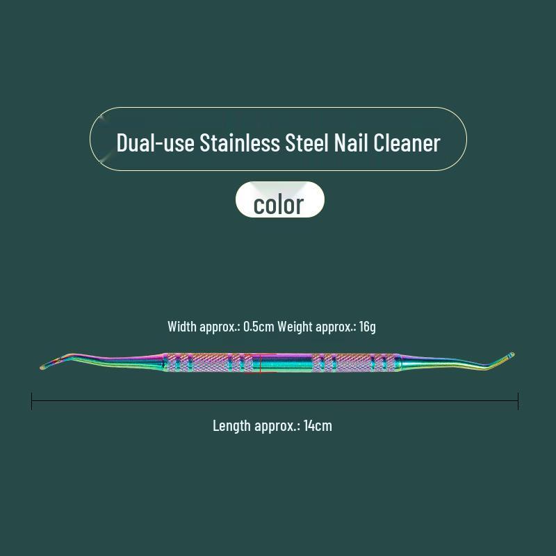 Stainless Steel Double-Ended Nail Cleaner: Nail File, Cuticle Spoon, Ingrown Nail Repair, Polishing & Cleaning Tool for Nails and Toenails.