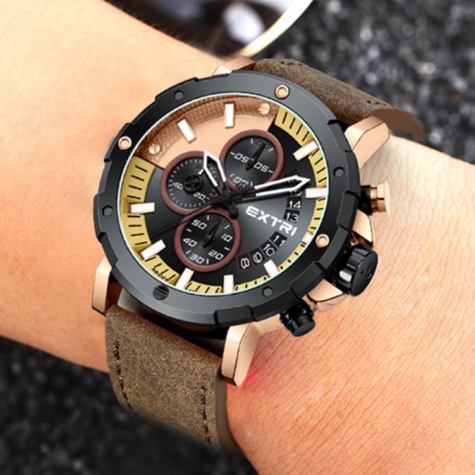 Extri Men'S Belt Watch Fashion Waterproof Luminous Calendar Quartz Watch