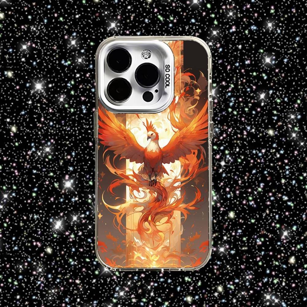 

Red Golden Cool Phoenix Phone Case For iPhone 16,15,14,13,12,11,Pro,XS,Max,Plus,Mini,SE White Candy Matte Shockproof Cover iPhone16e