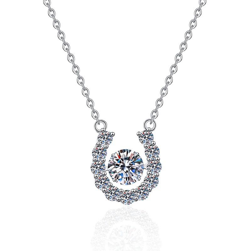 D Color 1ct Moissanite U Shaped Pendant Necklace Cross Chain Women