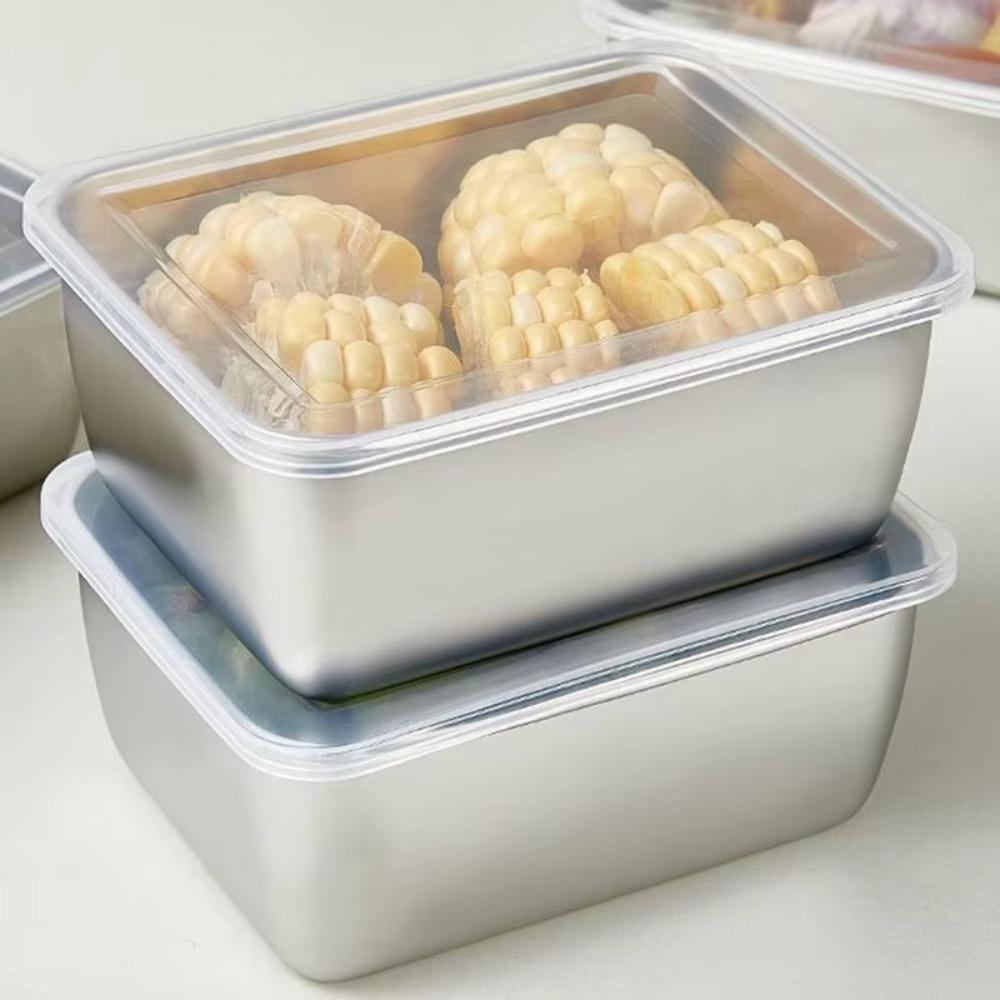 4pcs Stainless Steel Fresh-Keeping Box Rectangular Food Container Food Pan Food Storage Box  Kitchen