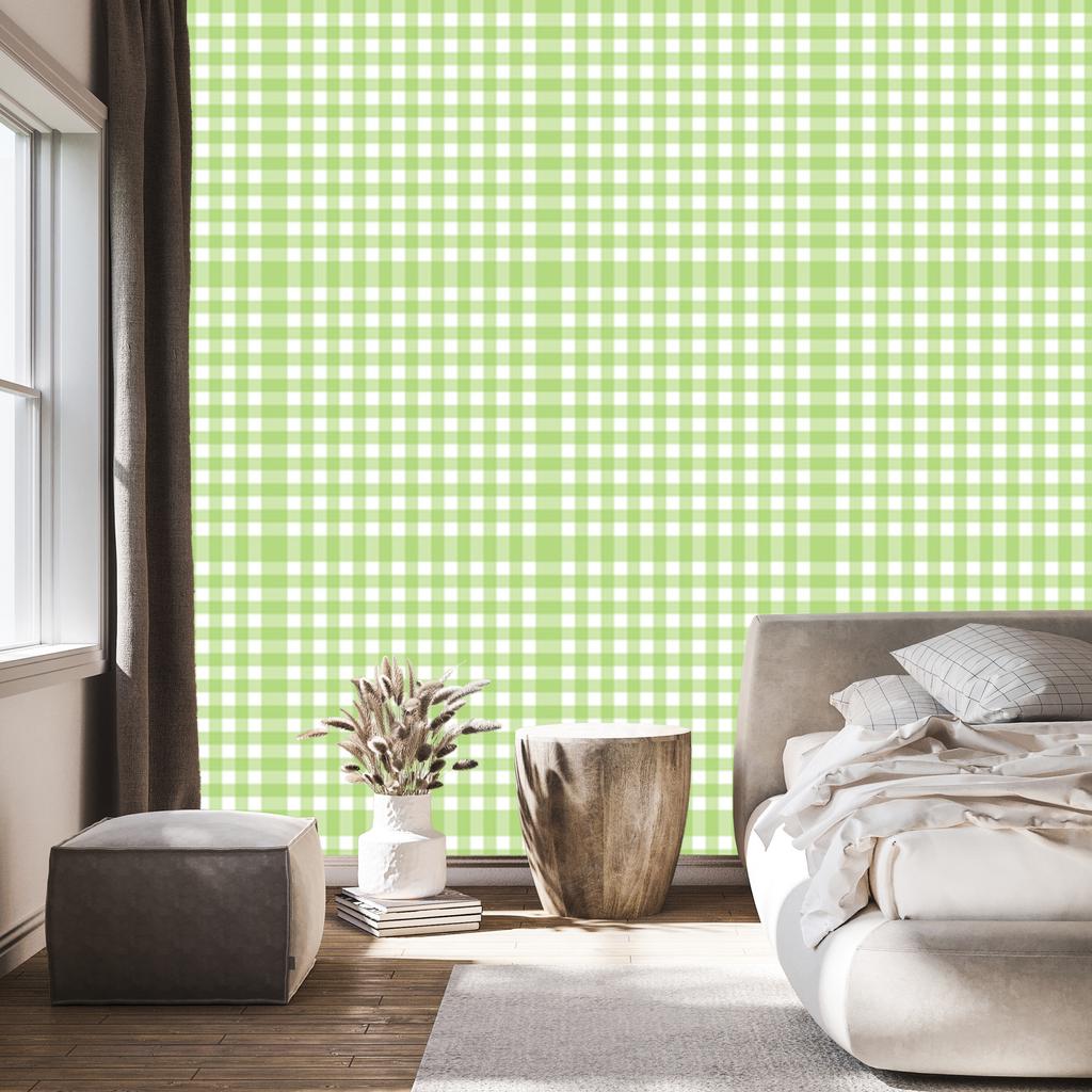 Wallpaper Fabric Pattern Lime and White for Living Room and Bedroom 50x1000