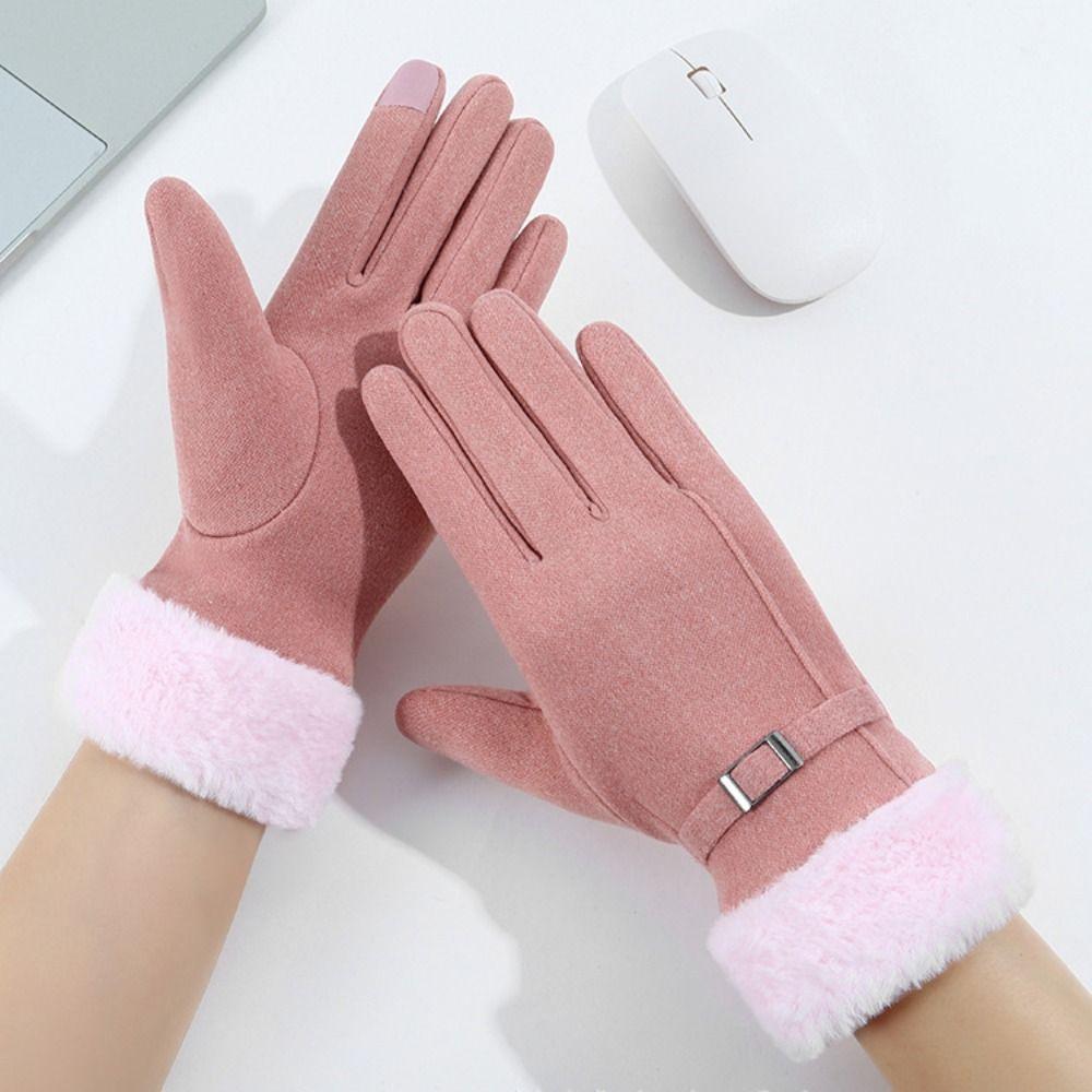 Warm Full Finger Mittens Touch-screen Riding Protective Mittens Plush Driving Gloves Cycling