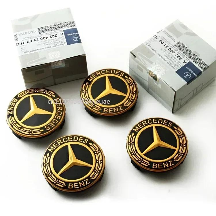Thvjz10 2025 Hot 4 Pieces 75mm for Mercedes-Benz B/C/E/S Class A Class C200L GLC GLK CLA Car Wheel Center Hub Caps Cover Decorate Access