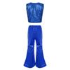 Kids Dance Costume Sparkly Sequined Waistcoat and Flowy Flared Pants Elastic Waistband Party Wear