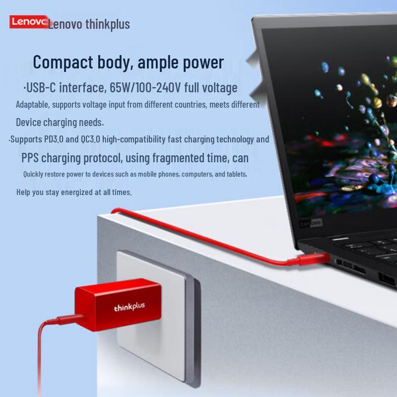 Lenovo thinkplus 65W GaN USB-C Mini Power Adapter