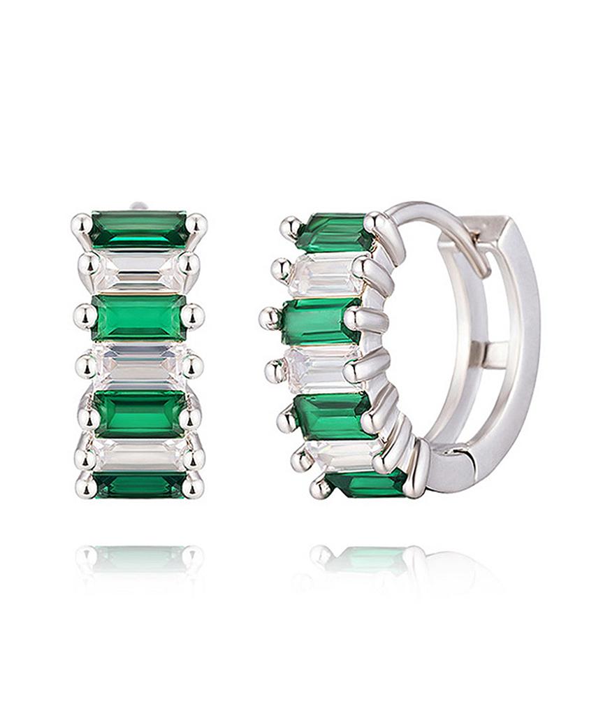 Geigerjewelry Green Baguette Earrings Gisvee113 (Silver 925 Pin)