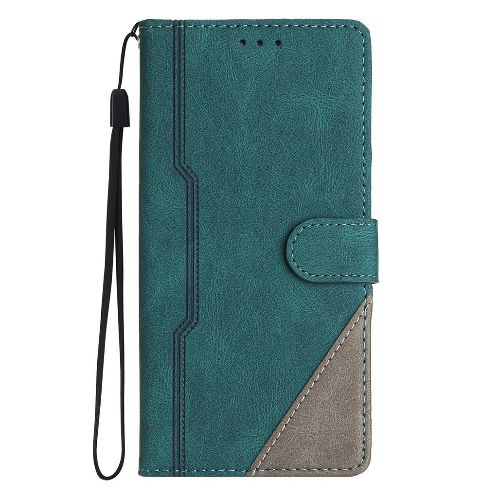 Applicable to iPhone16E leather case 17Pro matte splicing contrasting color card wallet protective case 14plus two-color
