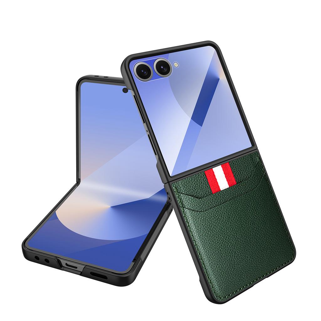 For Samsung Galaxy Z Flip 7 Case Luxury Lichee PU Leather Skin Card Protective Back Cover Case For Samsung Z Flip 7 6 5 4 Shell