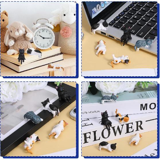 12 Pcs Car Dashboard Decorations Cats Car Interior Accessories, Mini Cat Figurines, Cute Rear View Mirror Accessories Mini Resin Car Decor Fun Cats