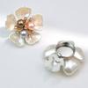 4Pcs Decorative Shirt Cufflinks Clip Rhinestones Pearls Flower Button Clips for Shirt Dress Uniform Coat Embellishments