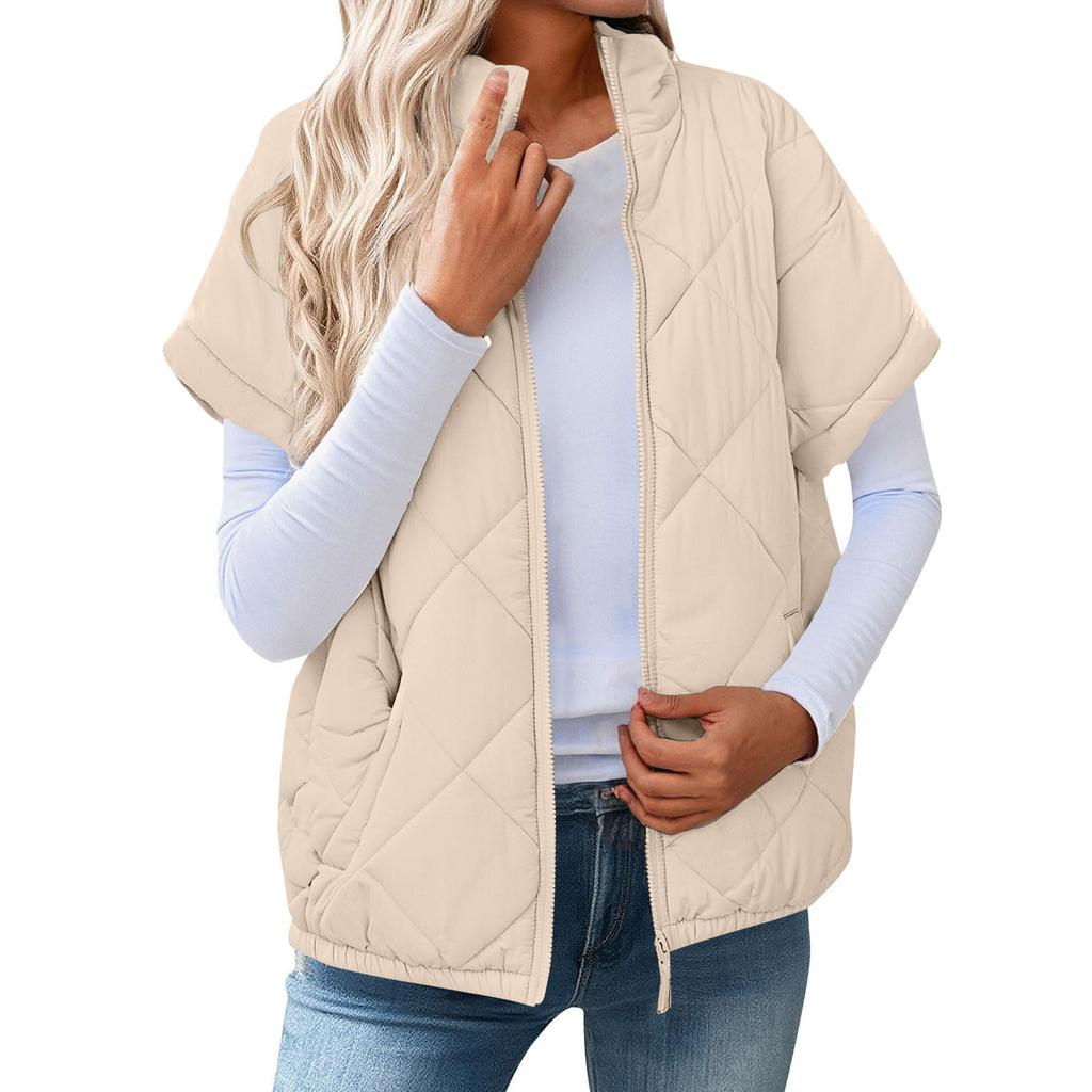 Women's Fashion Light Jacket Stand Collar Multicolor Zipper Button Coat