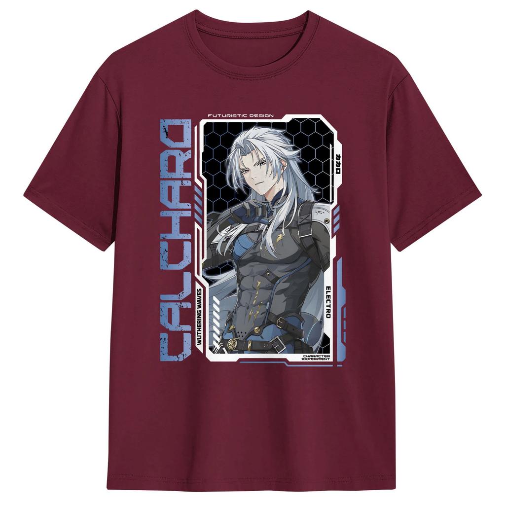 Unisexs Tshirts Wuthering Waves Characters Vintage Cotton Tee Shirt Short Sleeve Calcharo T Shirts Round Collar Clothes Plus Size