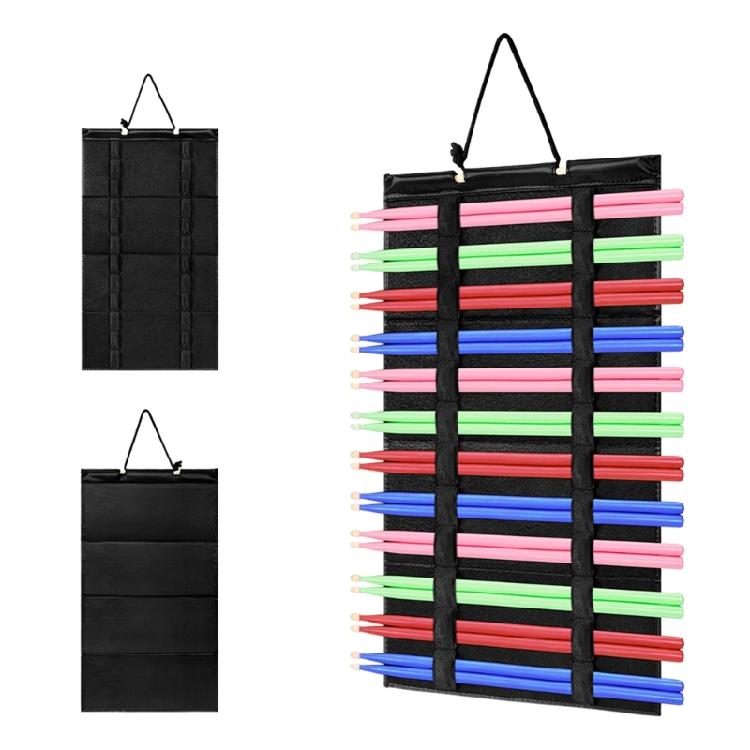 Hanging Drumstick Storage Bag Holds Up To 12 Pairs Drumstick, Easy Access Foldable Drumstick Organizers for Musicians