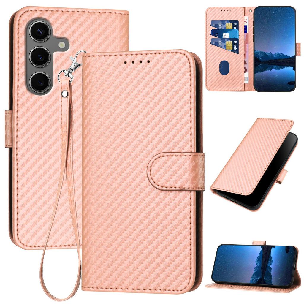 YX0070 For Samsung Galaxy S25+ Wallet Case Carbon Fiber Texture Leather Cell Accessories Phone Cover