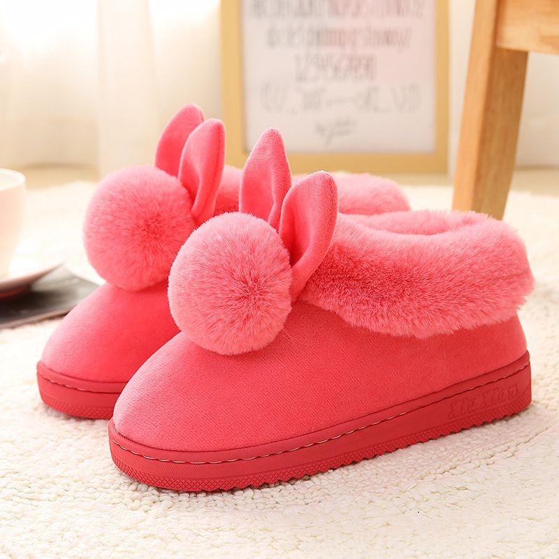 Cozy Women Bunny Rabbit Plush Slippers With Soft Antiskid Sole For Winter Warmth