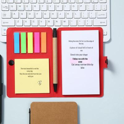 Portable Solid Color Sticky Notes Notebook with Pen and Index Tabs