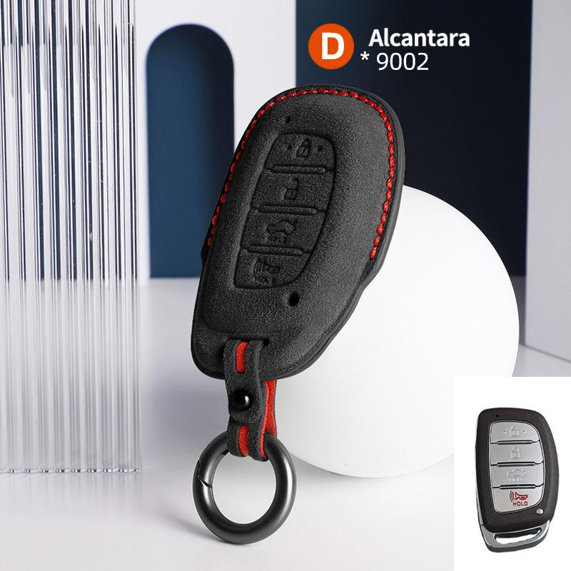 For Hyundai Tucson Santa Fe Rena Sonata Elantra Creta I10 I30 I40 Accessories 4 Button Suede Car Smart Key Case Cover Shell