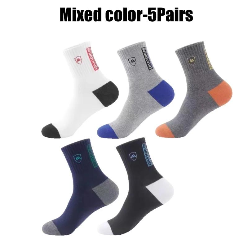 Men Mid Calf Socks Anti Odor Moisture Wicking All Season Cotton Socks Korean Trend Versatile Autumn Winter Men Sports Socks
