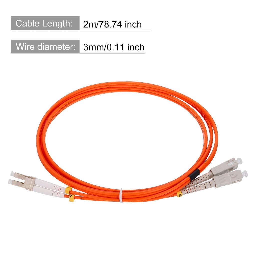 Uxcell Fiber Patch Multimode Duplex OM1 LSZH Fiber Optic Jumper for Network Transceivers and 1 Piece Cable, LC-SC Instrumentation, Orange, 2M,