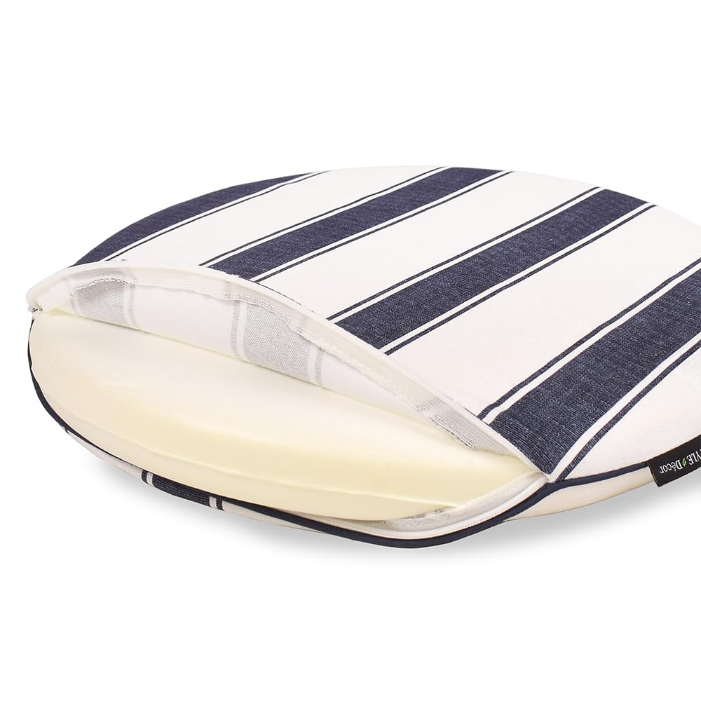 STYLE Decor Seat Cushion X French Chic Stripe Stylish Zabuton Car Cushion W3601400 (34cm 34cm)