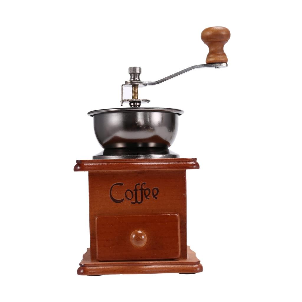 Haskoss Coffee Bean Grinder, Wooden Manual Coffee Grinder, Hand-Held, Stainless Steel, Retro, Coffee Spice, Mini Burr Mill with Ceramic